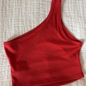 Red One-Shoulder Crop Top